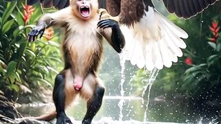 Eagle Attacks Monkey at the River – Hyper Realistic Wildlife Battle
