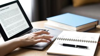Professional Workspace with Laptop and Notebook for Studying