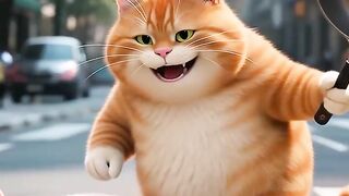 Orange cat cooking pig Funny cartoon annimal video story