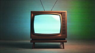Retro wooden television with static screen