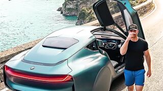 Ocean Teal BMW Flying Concept Car Soars Above the Amalfi Coast at Sunset
