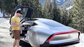 Silver Mercedes Flying Car Takes Off Above the Alps ????????