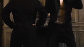 Two man with suit dancing