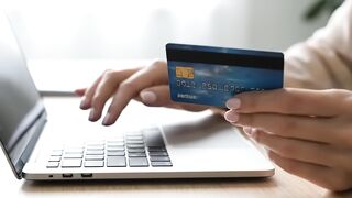 Online Shopping with Credit Card and Laptop