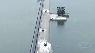 Amazing Flooded Water Highway in the Middle of a Lake ????????