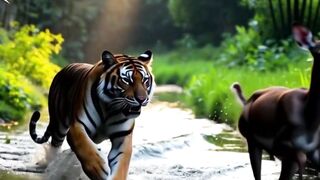 Epic Wildlife Chase Tiger Hunts Deer by the River