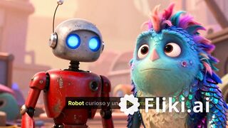 Robot curioso y un animal mágico.