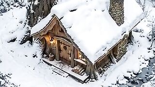 Snow Falling Outside a Warm Cabin ❄️????