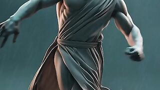 the stone man dance with energy and bounce