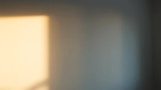 Warm Golden Sunlight Window Shadow on Minimal Wall