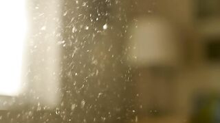 Dust Particles Floating in Warm Sunlight Indoors