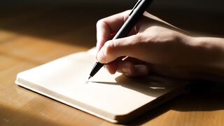 Person Writing in a Notebook with a Pen