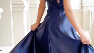 Elegant Sequins Evening Dress For Women Deep V-neck Satin Prom Party Green Dress Floor Length Blue Formal Gowns