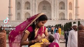 Taj Mahal Milk Feeding in Front
