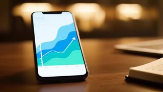 Business Growth Data on Smartphone and Strategy Notebook