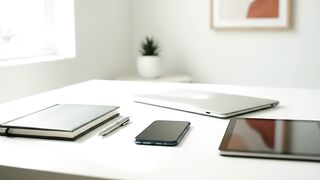 Professional Using Smartphone and Laptop for Business Planning