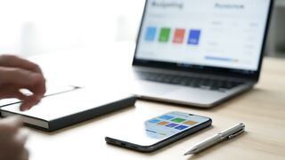 Person Managing Personal Finances with a Budgeting Mobile App