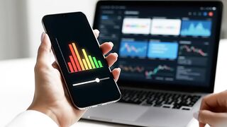 Professional Hands Analyzing Financial Data Charts on Smartphone