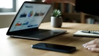 Person Analyzing Financial Data on Smartphone and Laptop