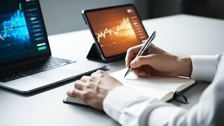 Professional Stock Market Analysis Workspace with Multiple Screens