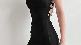 Black Long Bodycon Dress Women Summer Sleeveless Blackless Halter Neck Spaghetti Strap Dresses High Split Vestidos
