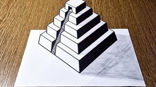 How To Draw 3D Pyramid Real Illusion ????????
