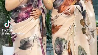 Latest Trendy Flowers Praint Sari