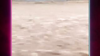 Banjir bandang sore ini di Romerillo, Sabaneta, Santiago Rodríguez, Republik Dominika.