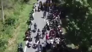 A fuel tanker truck collided with a bus, killing 16 people on the spot.