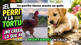 Perrito Tierno Montando un Gallo: ¡Momento Viral!