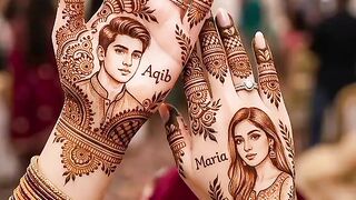 new couples picture mehndi design with name 2026