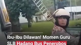 Aksi berani seorang guru SLB yang menghadang bus penerobos lampu merah viral di media sosial.
