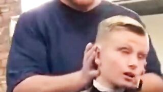 Barber pretend he accidentally cut the Child ear prank.