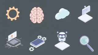 AI and Technology Isometric Icons Set