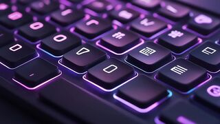 Futuristic RGB Backlit Keyboard Close-up