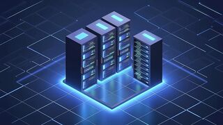 Isometric Server Racks in Futuristic Data Center