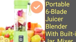Portable 6-Blade Juicer Blender With Built-in Jar, Mixer Bottle,