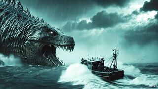 monster attacking fishing boat