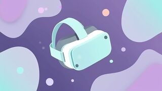 Modern VR Headset in Abstract Digital Space