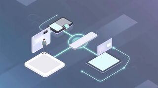 Digital Communication Network Isometric Illustration