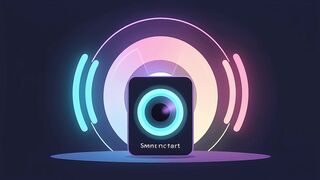 Futuristic Smart Speaker with Neon Glow and Sound Waves