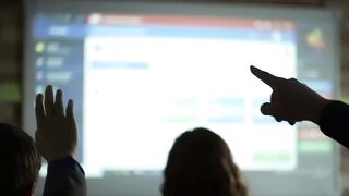 Hand Pointing at Interactive Projector Screen