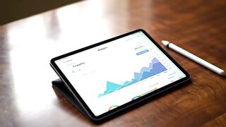 Digital Tablet Showing Business Analytics and Growth