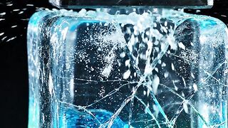 Giant Hydraulic Press vs. Solid Glass Cube | Epic Shatter