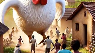 A big chicken enters the village. beautiful story