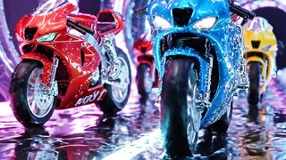 Toy Bikes Riding Through Tube
