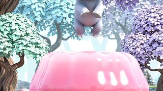 Baby Elephant Bouncing On Mushroom