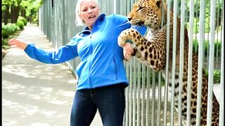 How a security guard saved a woman from a hungry cheetah?