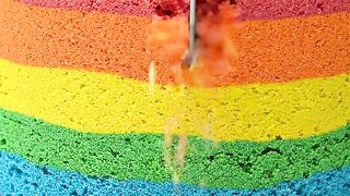 Machine Slicing Rainbow Cake