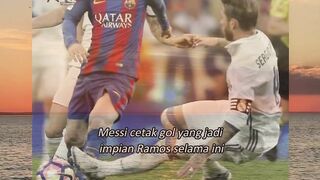 Messi cetak gol yang jadi impian Ramos selama ini.